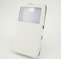 Кожен калъф тефтер стойка и клипс FLEXI Book Style S-View за LG ZERO H650 бял